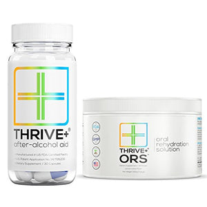 Thrive+ After Alcohol Aid & ORS Combo | For Fast Alcohol Detox & Rehydration Recovery After Drinking Alcohol. Replenish with our All Natural Formulas + Electrolytes