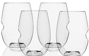 Govino Dishwasher Safe Flexible Shatterproof Recyclable Wine Glasses, 16-ounce, Set of 4